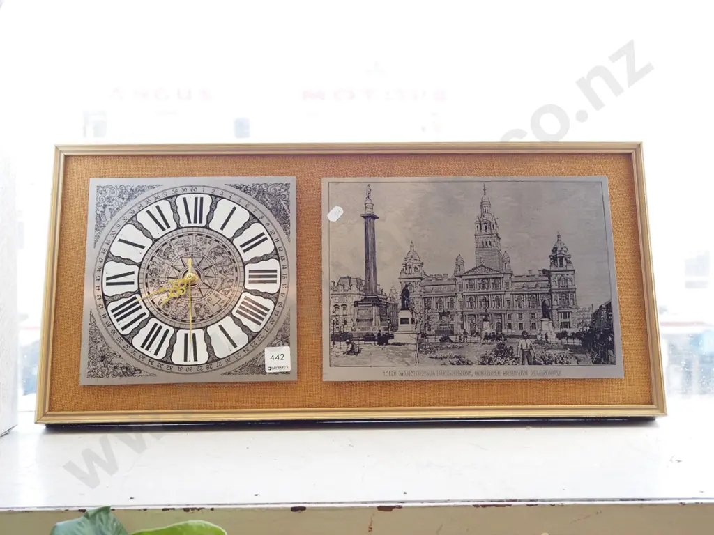 retro etched alloy framed wall clock, Glasgow George Square Image 1++