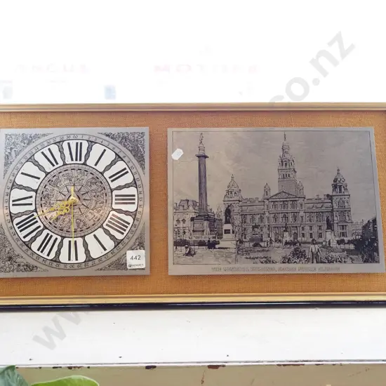 retro etched alloy framed wall clock, Glasgow George Square