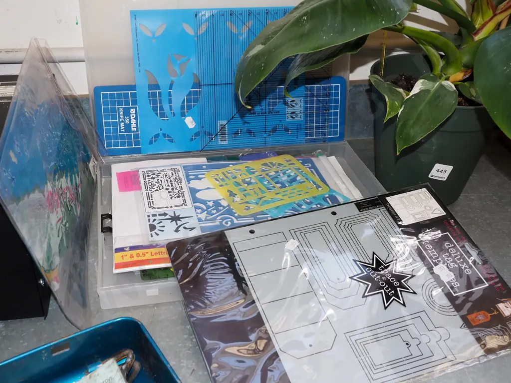 plastic case of various crafting stencils Image 1++