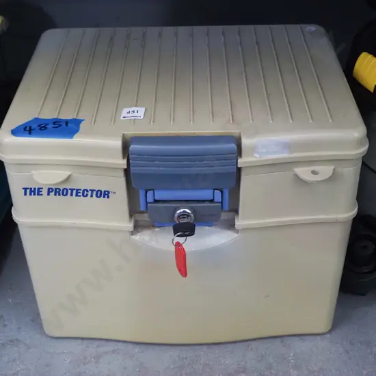 The Protector fire resistant lock box - key in office