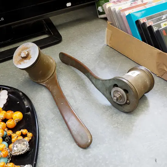 pair of vintage brass sailing winches