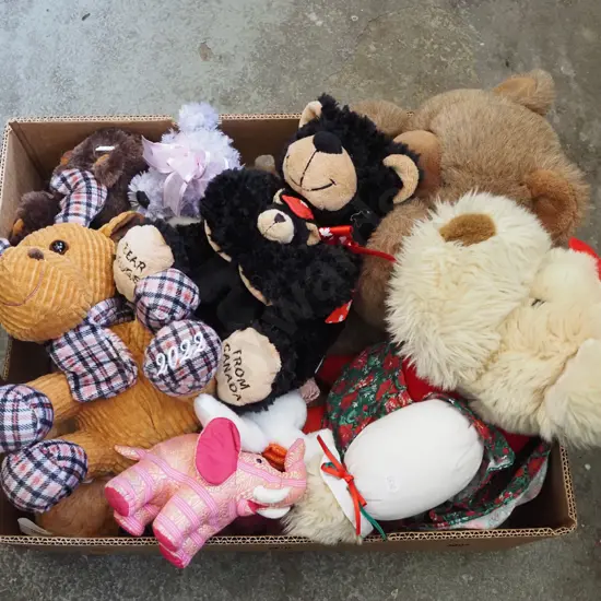 box of soft toys