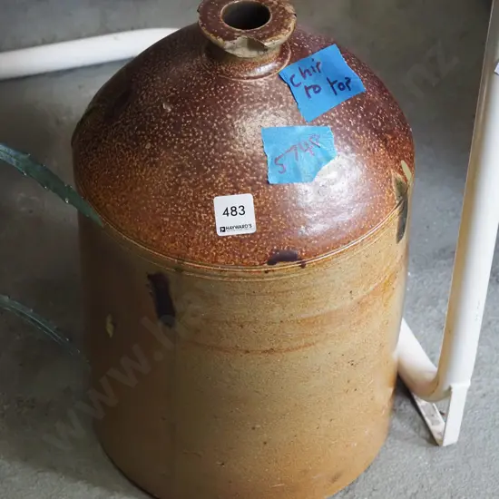 salt glazed bottle crock H380 - chip to top