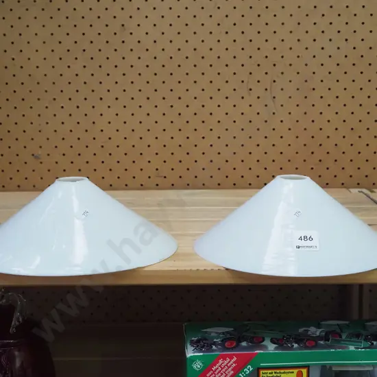 2x white glass light shades