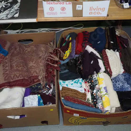 2x boxes of fabric pieces - yellow dots