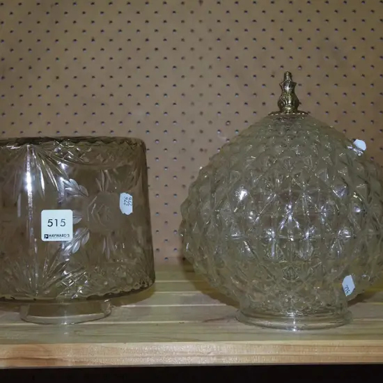 pressed glass light fitting, cut crystal table lamp base - needs rewiring