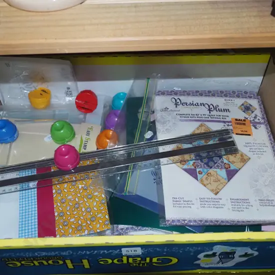 box; crafting stencils, quilting kits, decal rulers etc