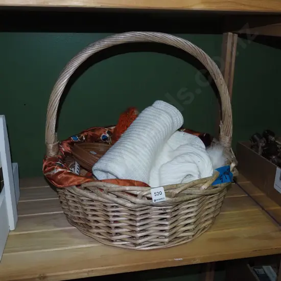 cane basket; belts, scarves etc