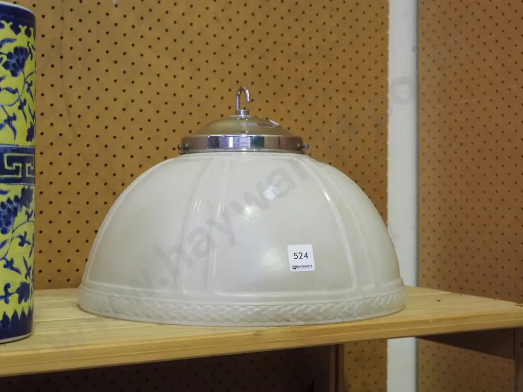 large Edwardian milk glass light fitting Diam-350 Image 1++