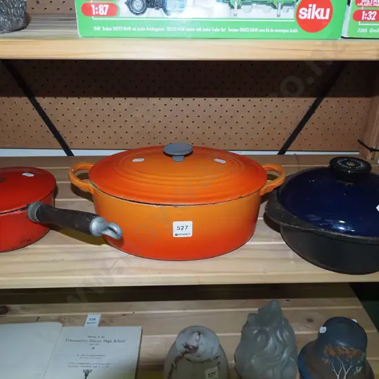 cast iron lidded casseroles, pot - staining and damage