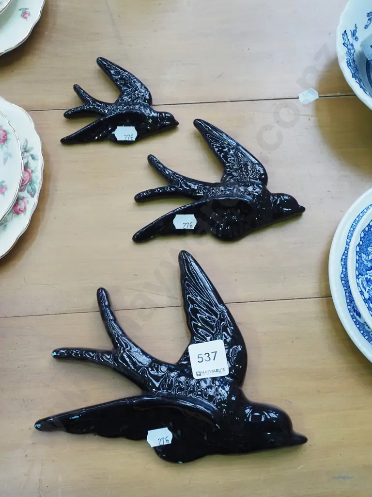 3x black wall mounted birds Image 1++