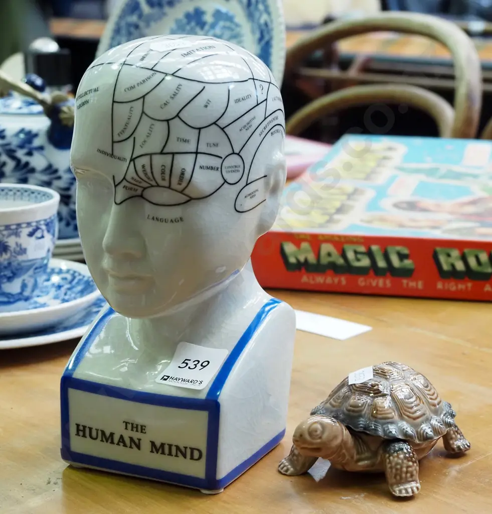 phrenology head figurine H190, lidded Wade turtle dish Image 1++