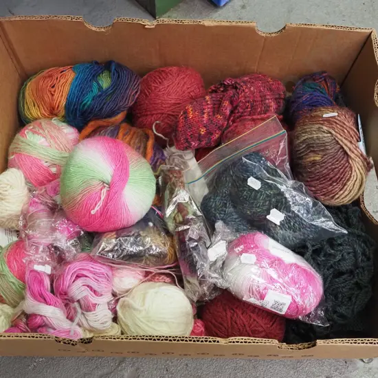 box of knitting yarn