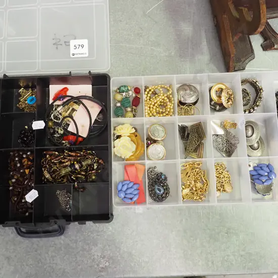 2x plastic orgainsers and costume jewellery