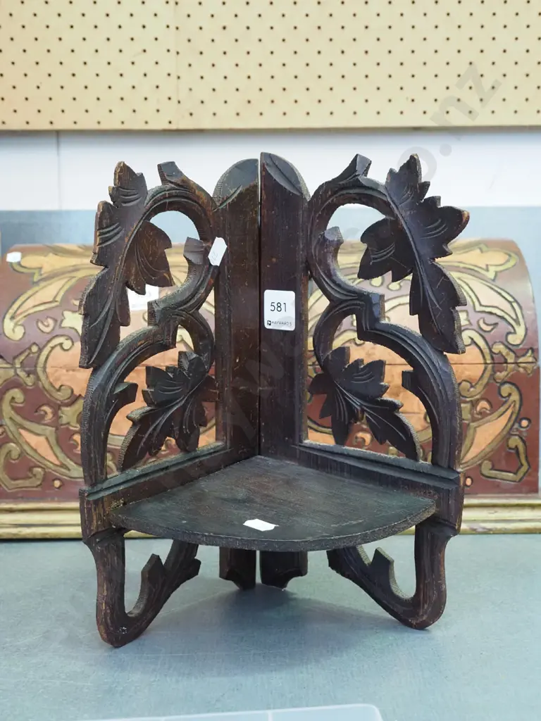 pierce-carved wall mount corner shelf unit Image 1++