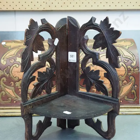 pierce-carved wall mount corner shelf unit