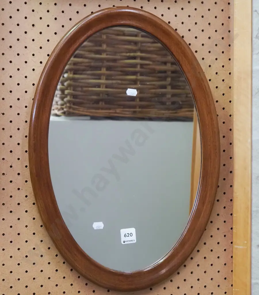 wood framed oval wall mirror Image 1++
