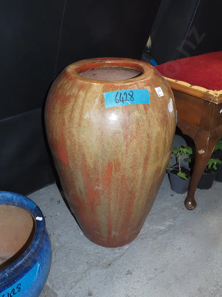 tall trickle glazed garden planter H620 Image 1++
