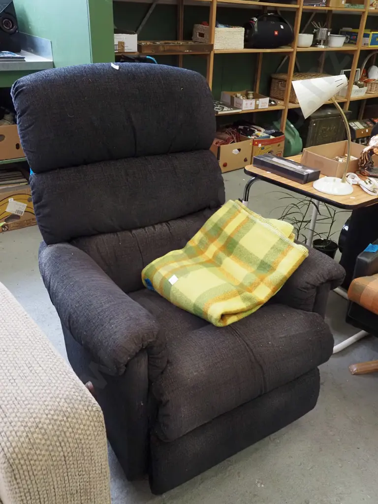 charcoal upholstered LaZBoy rocker recliner Image 1++