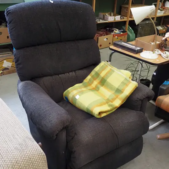 charcoal upholstered LaZBoy rocker recliner