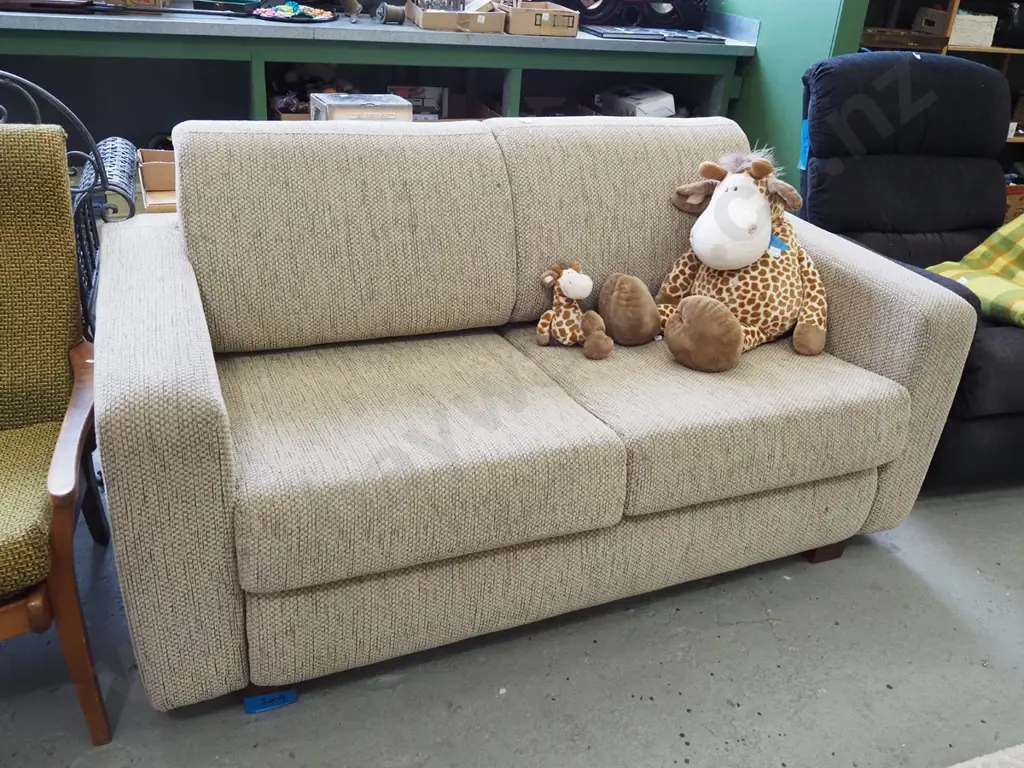 Mobilia taupe upholstered divan bed - slight damage to upholstery Image 1++