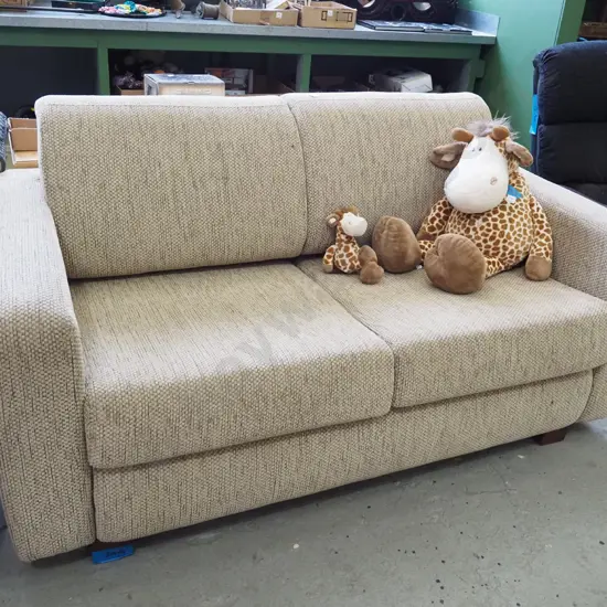 Mobilia taupe upholstered divan bed - slight damage to upholstery