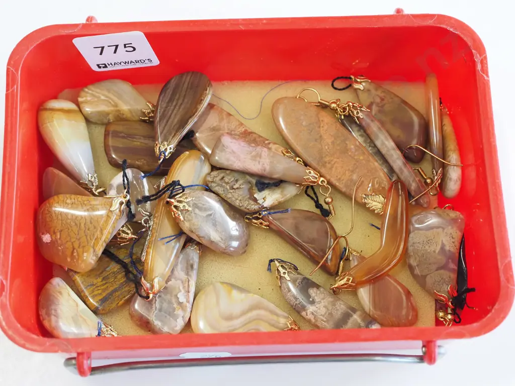 tray of polished stone earrings Image 1++