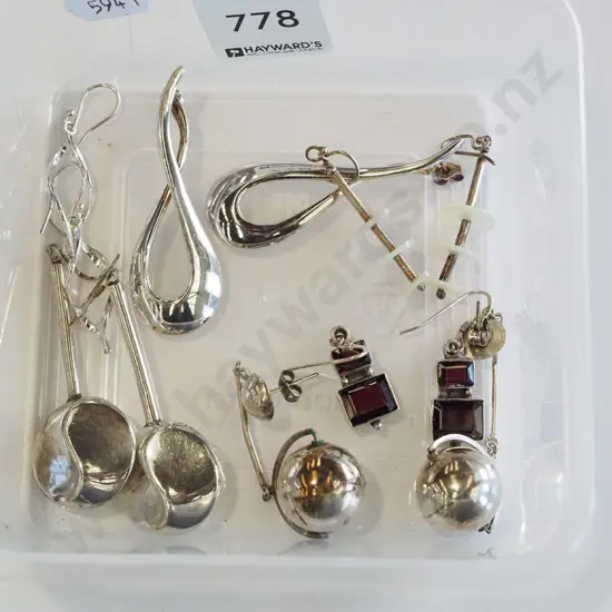 tray of  earrings - sterling silver