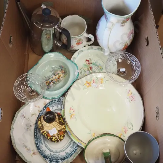 box; jugs, plates, bowls etc