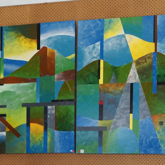 2x McIntosh - oil on boxed canvas - landscape abstract