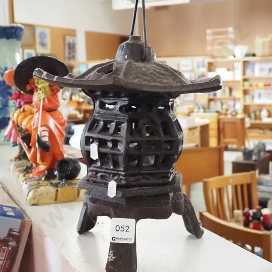 Asian cast iron candle lantern H240