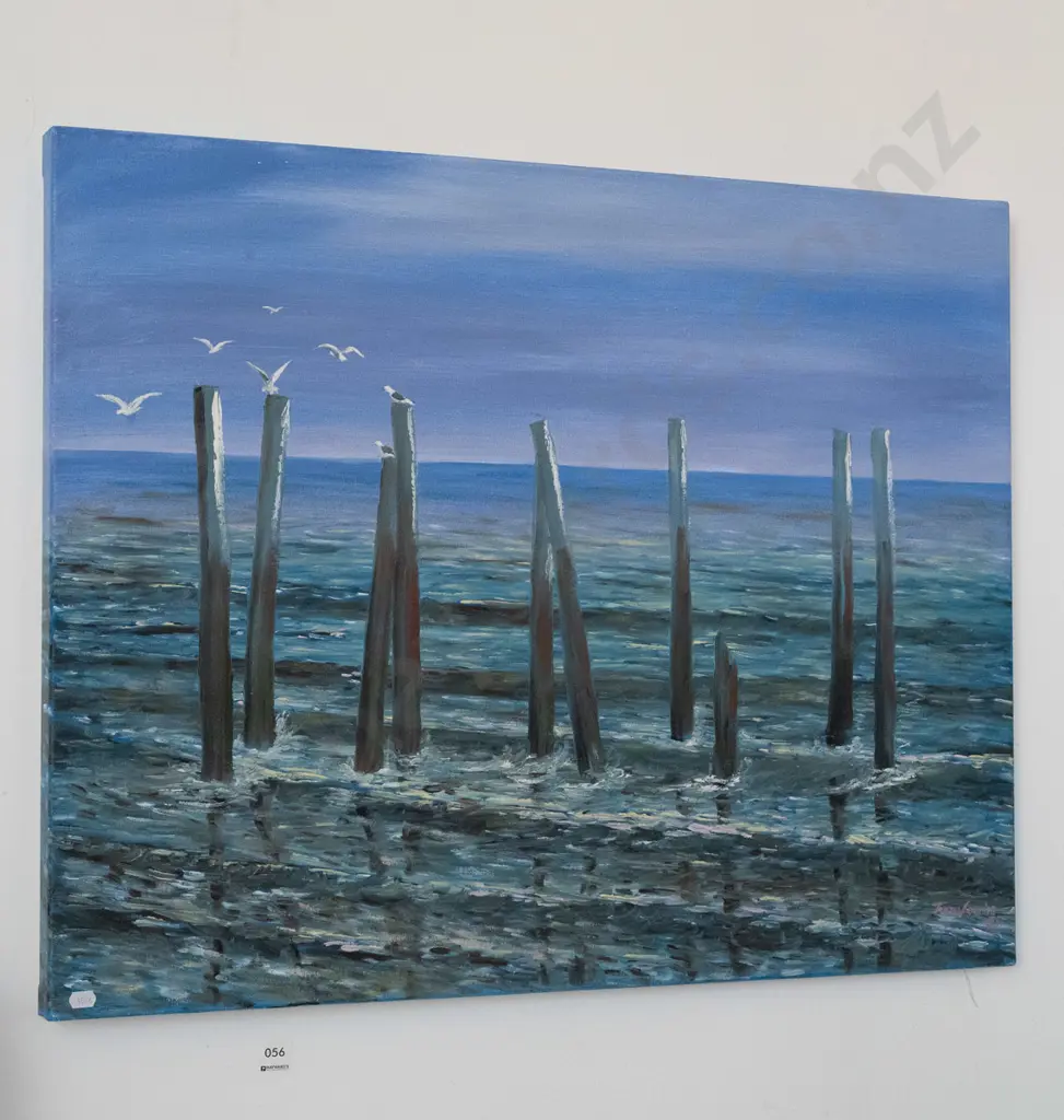 oil on boxed canvas - wharf poles Image 1++