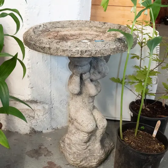 figural based concrete bird bath H570 Diam440