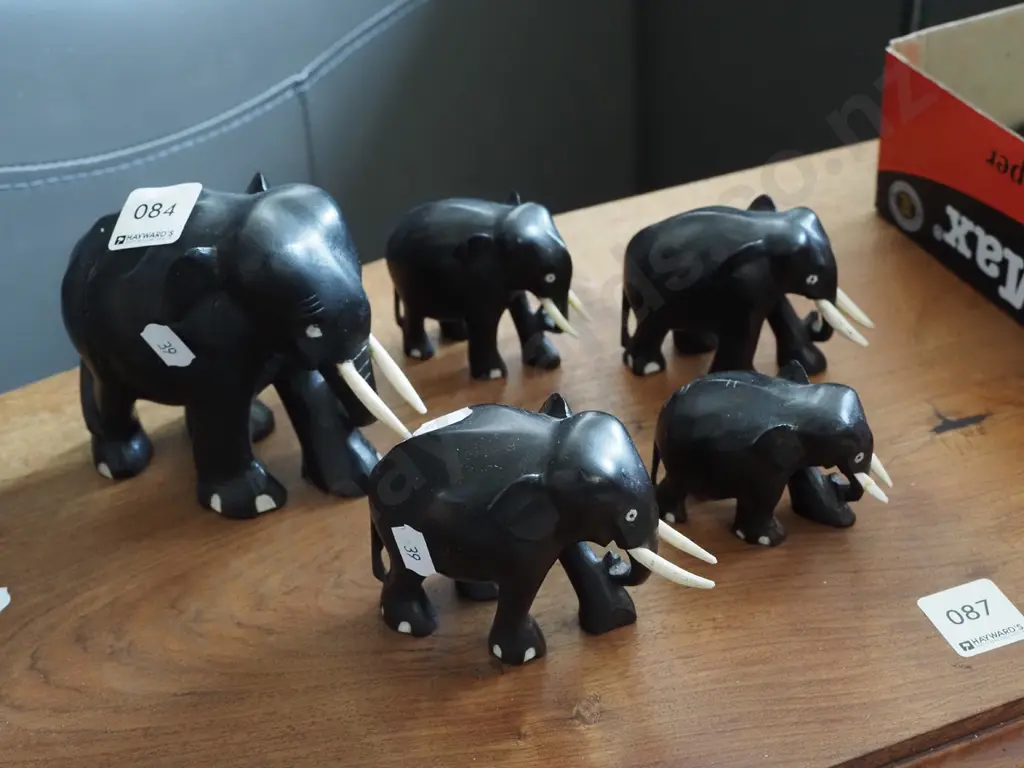 5x ebony elephants - original tusks Image 1++