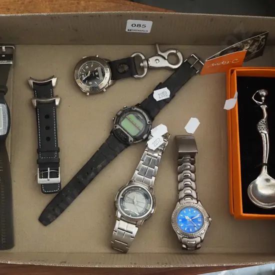 box; watches, artwork spoon