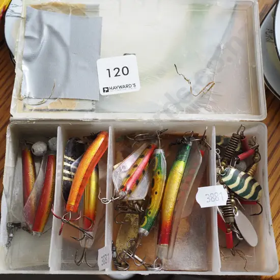 container of fishing lures