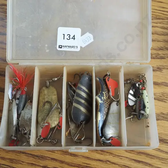 container of fishing lures