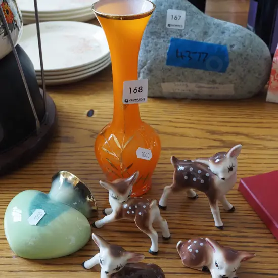 wall vase, orange vase, fawn figurines H210