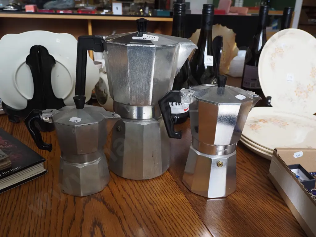 3x graduated stove top espresso makers Image 1++