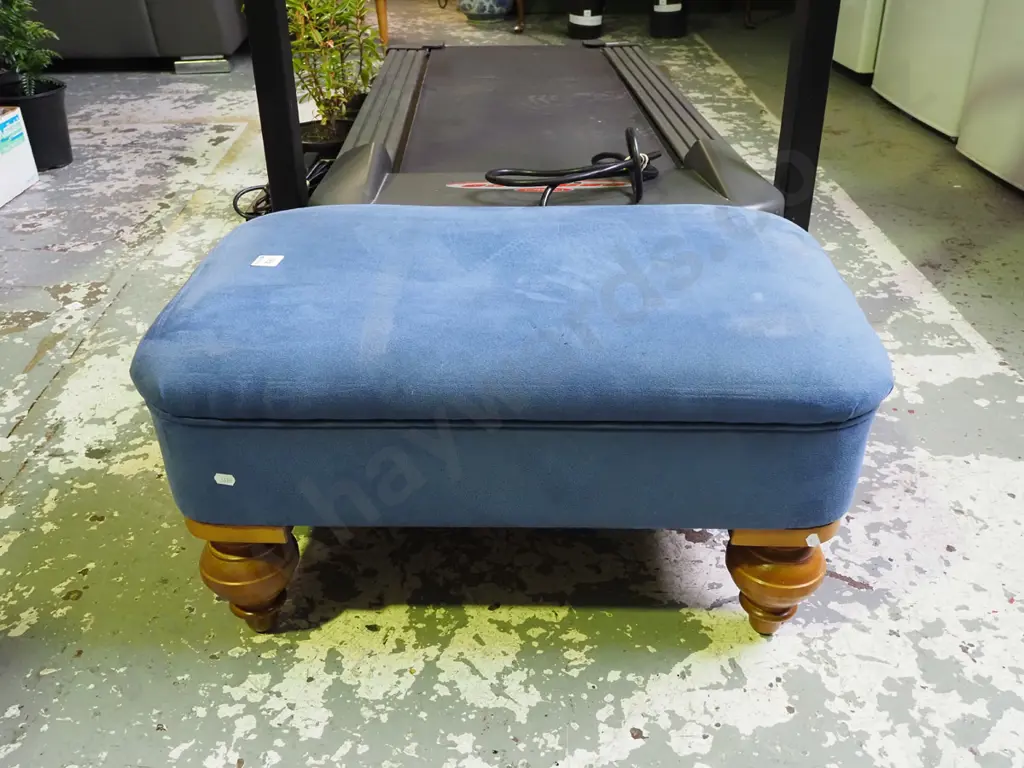 blue upholstered footstool Image 1++