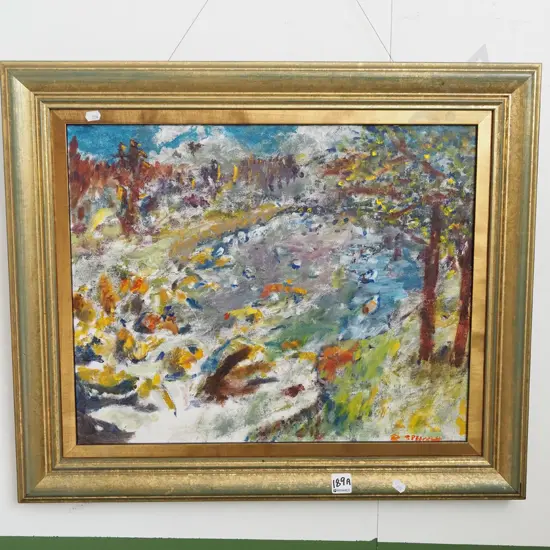 framed oil on canvas - landscape