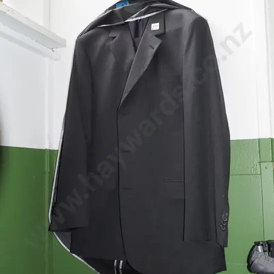 gents grey striped pants and jacket