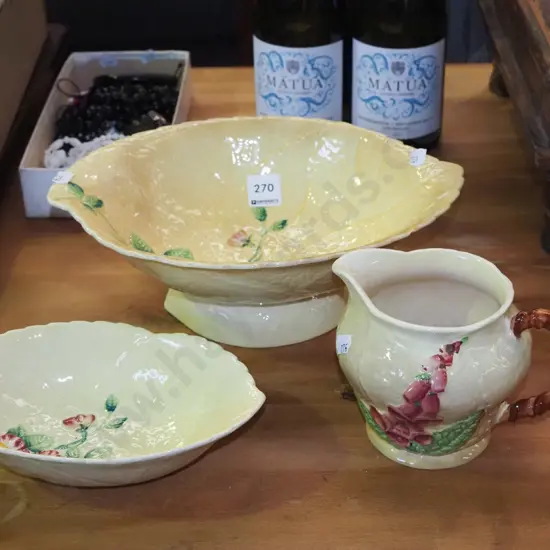 Carlton ware bowl, footed bowl, foxglove jug