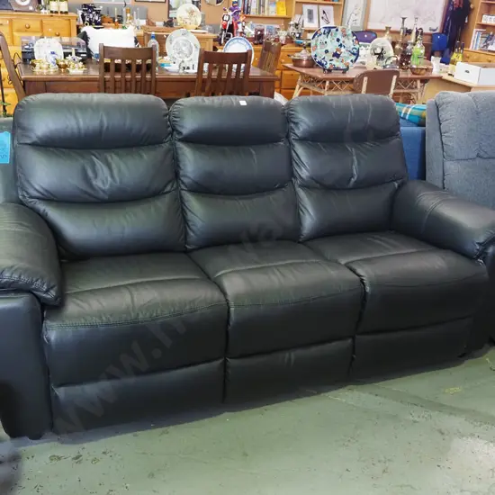 black vinyl 3 seater settee