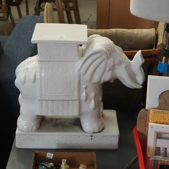 large white ceramic elephant jardiniere stand H520