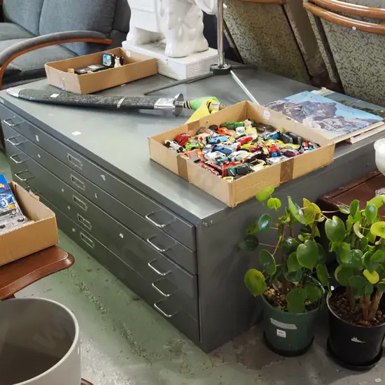 set of 5 metal plan drawers H460 W1310 D925