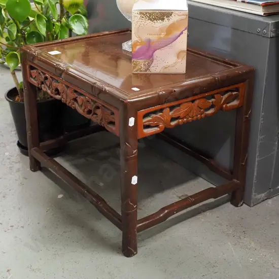 small carved Asian end table