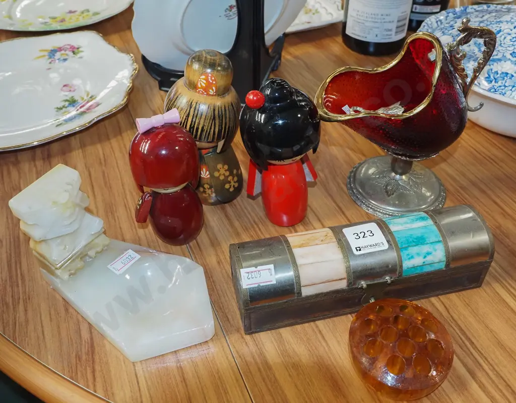 ruby glass sugar shaker, ornaments etc Image 1++