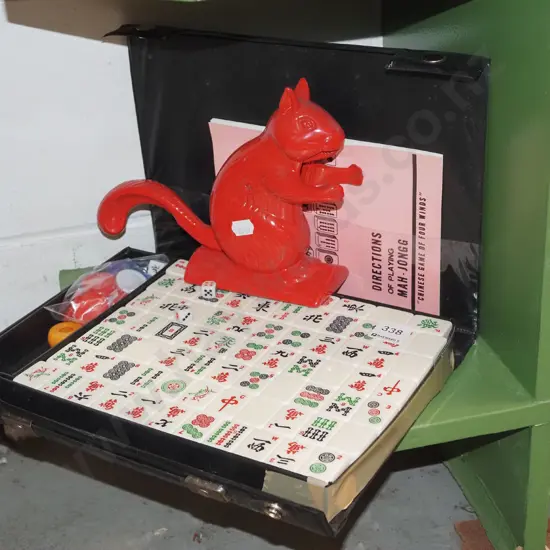 Squirrel themed nutcracker, mahjong set