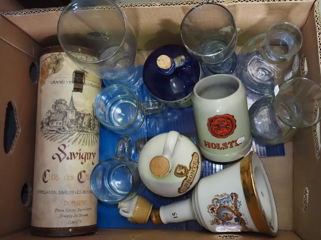 box; glassware, beer steins, decanter etc Image 1++